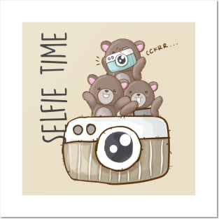 cute bear selfie time Posters and Art